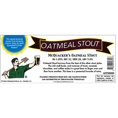 Palmer Premium Beer Kits - McQuaker's - Oatmeal Stout
